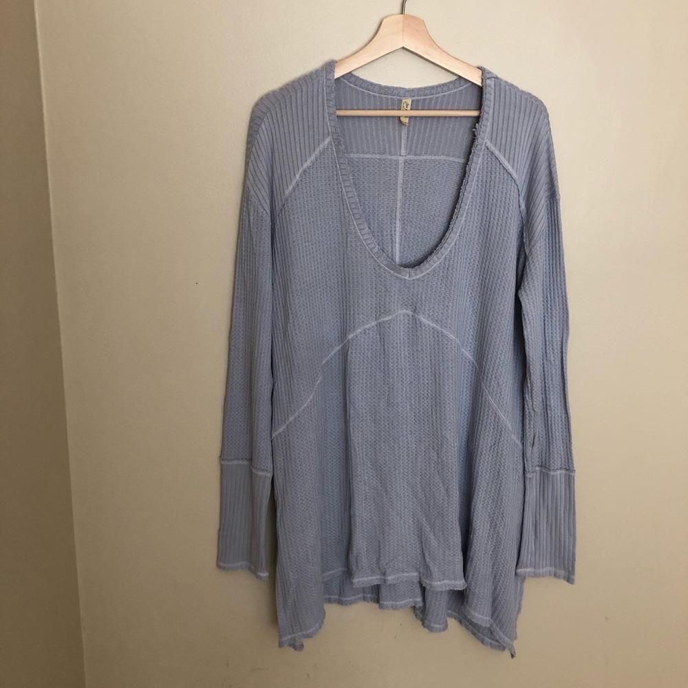 Free People Thermal V Neck Long Sleeve Top